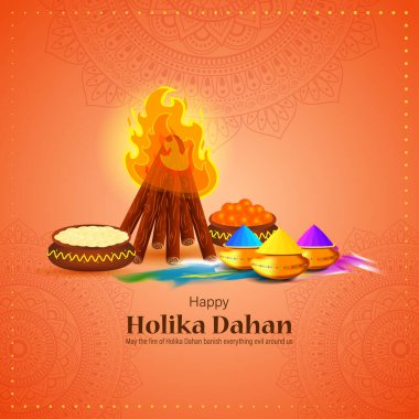 Vector illustration for Indian festival Holika Dahan wishes clipart