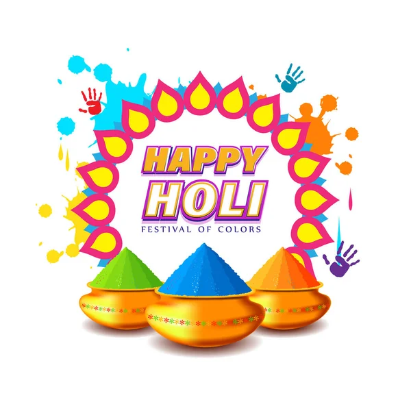 Vector Illustration Happy Holi Festival Greeting Festival Colors — Archivo Imágenes Vectoriales