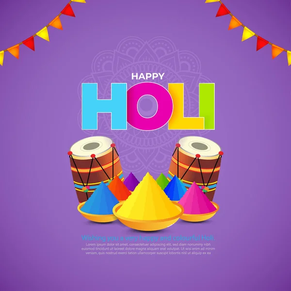 Vector Illustration Happy Holi Festival Greeting Festival Colors — Archivo Imágenes Vectoriales