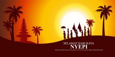 Hari Raya Nyepi bayrağının vektör illüstrasyonu