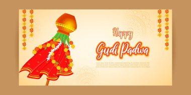 Vector illustration of Happy Gudi Padwa wishes greeting clipart
