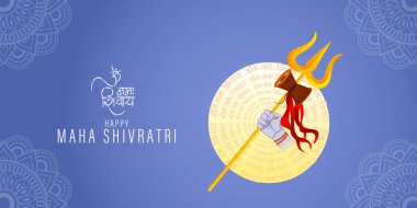 Vector illustration of Happy Maha Shivratri wishes banner with hindi text meaning om namah shivaya