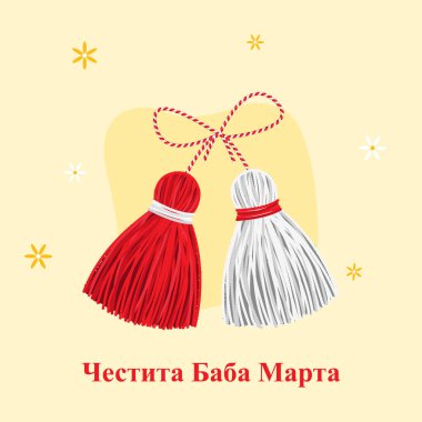 Vector illustration of Baba Marta Day wishes greeting