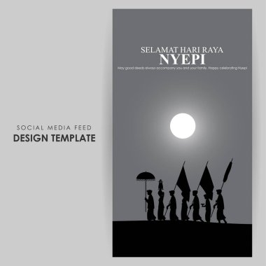 Vector illustration of Selamat Hari Raya Nyepi social media story feed mockup template clipart