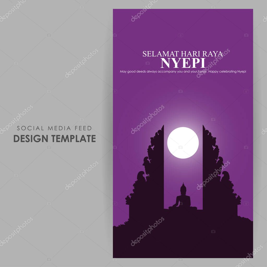 Vector illustration of Selamat Hari Raya Nyepi social media story feed