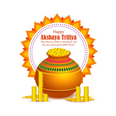 Vector illustration of Happy Akshaya Tritiya wishes greeting banner
