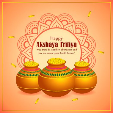 Vector illustration of Happy Akshaya Tritiya wishes greeting banner