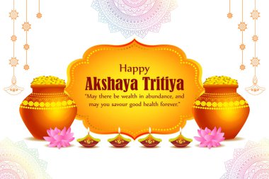 Vector illustration of Happy Akshaya Tritiya wishes greeting banner