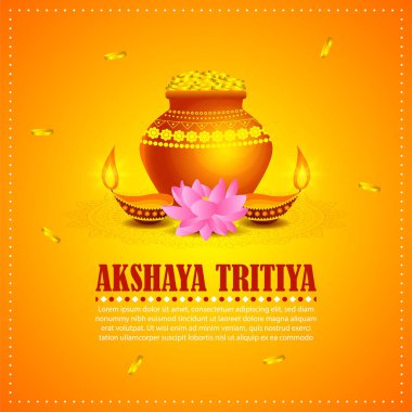 Vector illustration of Happy Akshaya Tritiya wishes greeting banner