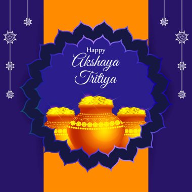 Vector illustration of Happy Akshaya Tritiya wishes greeting banner