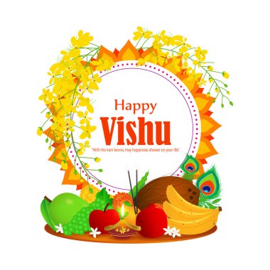 Vector illustration of Happy Vishu wishes greeting banner