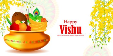 Vector illustration of Happy Vishu wishes greeting banner clipart