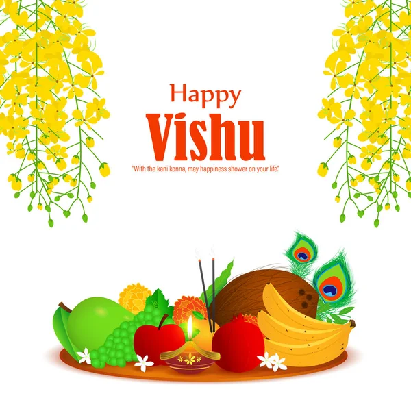Vector Illustration Happy Vishu Wishes Greeting Banner — Stock vektor