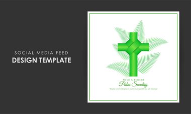 Happy Palm Sunday sosyal medya hikayesinin vektör illüstrasyonuName