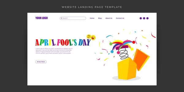 Vektorillustration Von Happy April Fools Day Website Landing Page Banner — Stockvektor