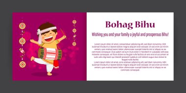 Vector illustration of Happy Bohag Bihu Assamese New Year Harvest festival wishes greeting