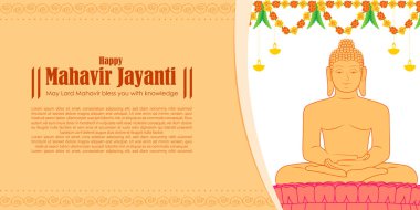 Vector illustration of Mahavir Jayanti wishes banner