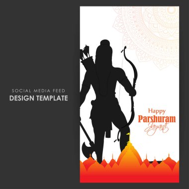 Mutlu Lord Parshuram Jayanti sosyal medya hikayesinin vektör illüstrasyonuName
