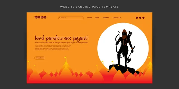 stock vector Vector illustration of Happy Lord Parshuram Jayanti Website landing page banner mockup Template