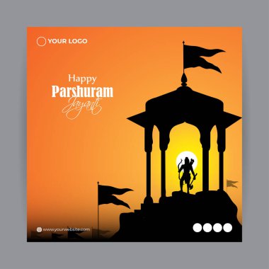 Mutlu Lord Parshuram Jayanti sosyal medya hikayesinin vektör illüstrasyonuName