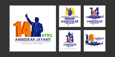 Vector illustration of Happy Bhimrao Ambedkar Jayanti social media story feed set mockup template clipart