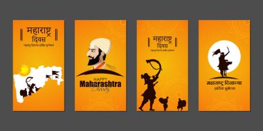 Mutlu Maharashtra Günü sosyal medya hikayesinin vektör illüstrasyonuName