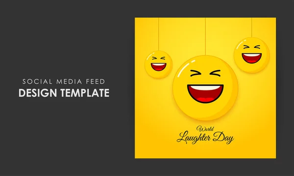 stock vector Vector illustration of Happy World Laughter Day social media story feed mockup template