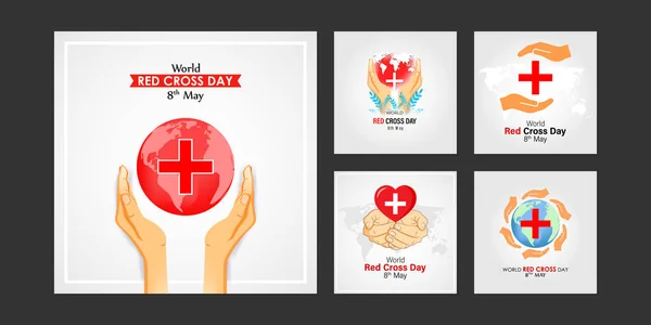 Векторна Ілюстрація Всесвітнього Дня Червоного Хреста Соціальні Медіа Історія Стрічки — стоковий вектор