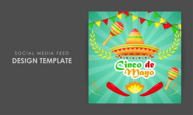 Cinco de Mayo sosyal medya hikayesinin vektör illüstrasyonuName