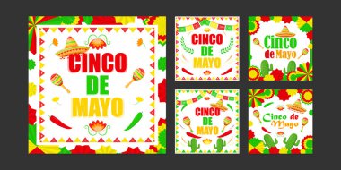 Cinco de Mayo sosyal medya hikayesinin vektör illüstrasyonuName