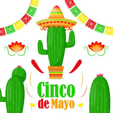 Cinco de Mayo selamlamasının vektör illüstrasyonu