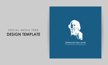Mutlu Rabindranath 'ın vektör illüstrasyonu Tagore Jayanti sosyal medya öyküsü besleme şablonu