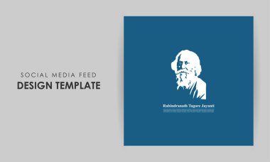 Vector illustration of Happy Rabindranath Tagore Jayanti social media story feed mockup template clipart