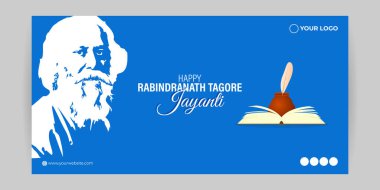 Mutlu Rabindranath 'ın vektör illüstrasyonu Tagore Jayanti sosyal medya öyküsü besleme şablonu
