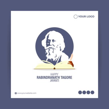 Mutlu Rabindranath 'ın vektör illüstrasyonu Tagore Jayanti sosyal medya öyküsü besleme şablonu
