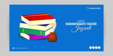 Vector illustration of Happy Rabindranath Tagore Jayanti social media story feed mockup template clipart