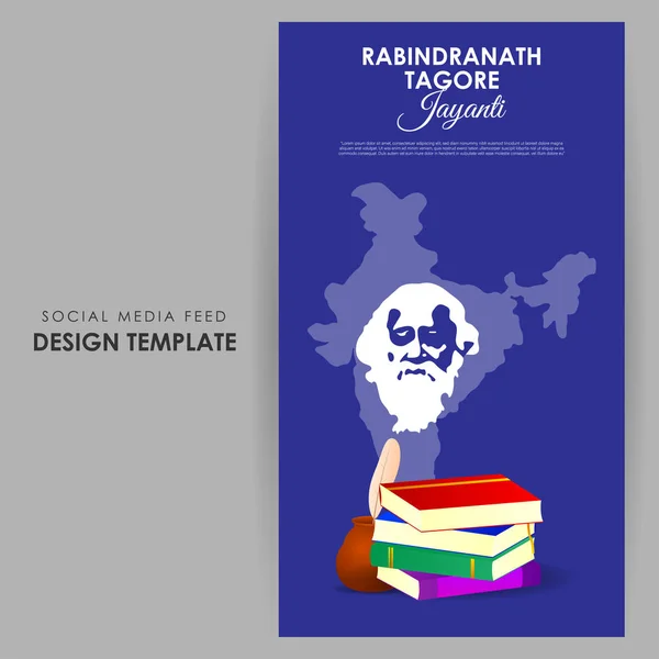 Vector Illustratie Van Happy Rabindranath Tagore Jayanti Social Media Verhaal — Stockvector