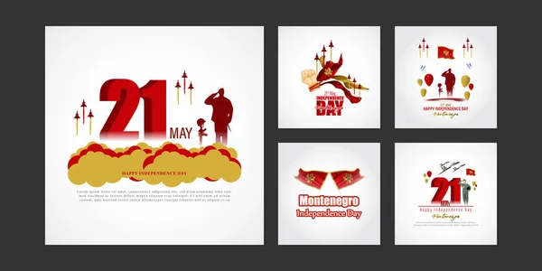 Векторна Ілюстрація Дня Незалежності Чорногорії Соціальні Медіа Історія Стрічки Висміюють — стоковий вектор