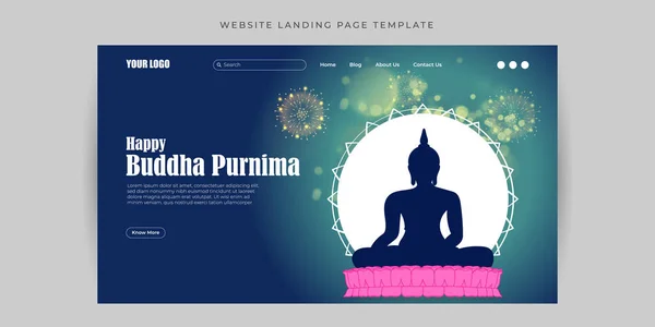 stock vector Vector illustration of Happy Buddha Purnima Website landing page banner mockup Template