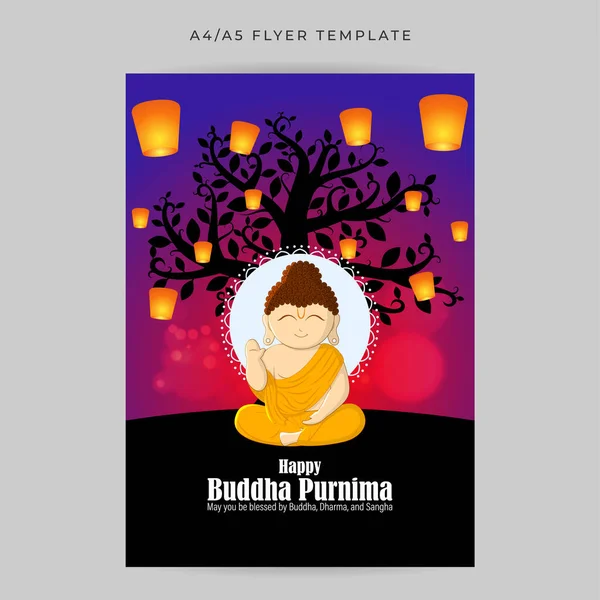 stock vector Vector illustration of Happy Buddha Purnima social media story feed mockup template