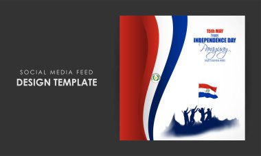 Vector illustration of Paraguay Independence Day social media story feed mockup template clipart