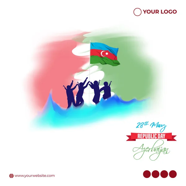 Vector Illustration Azerbaijan Republic Day Social Media Story Feed Mockup — Stock Vector