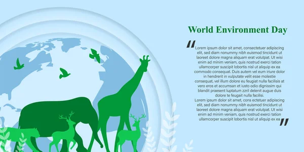 Ilustrasi Vektor Hari Lingkungan Dunia Juni Templat Mockup Feed Media - Stok Vektor