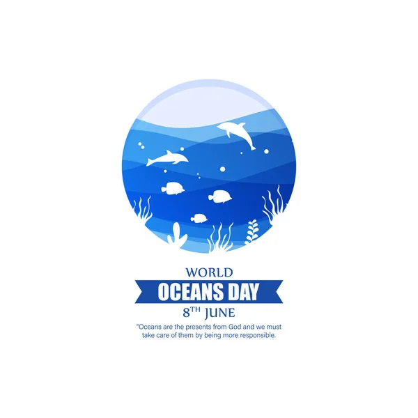 Wektorowa Ilustracja Światowego Dnia Oceanów Czerwca Social Media Story Feed — Wektor stockowy