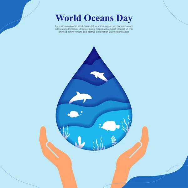Illustration Vectorielle Journée Mondiale Des Océans Juin — Image vectorielle