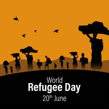 Dünya Mülteci Günü 'nün vektör illüstrasyonu 20 Haziran sosyal medya besleme hikayesi maket şablonu