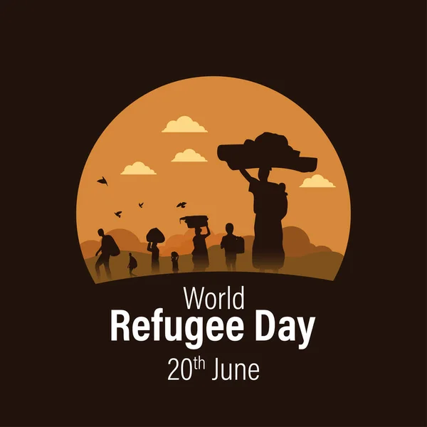 Vector Illustration World Refugee Day June Social Media Feed Story — Stock Vector