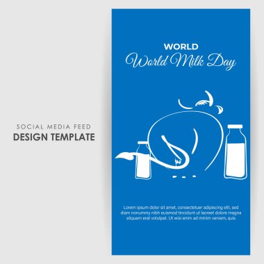 Dünya Süt Günü 'nün vektör illüstrasyonu 1 Haziran sosyal medya öyküsü model şablonu