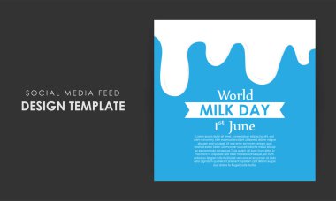 Dünya Süt Günü 'nün vektör illüstrasyonu 1 Haziran sosyal medya öyküsü model şablonu