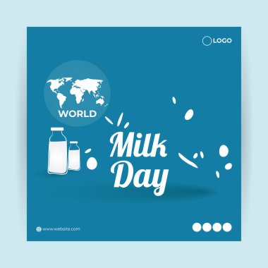 Dünya Süt Günü 'nün vektör illüstrasyonu 1 Haziran sosyal medya öyküsü model şablonu
